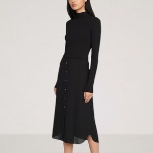 Theory Mixed Media Long Sleeve Dress Black Dress
